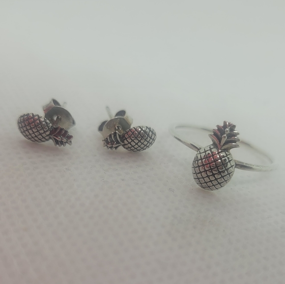 NEW Argento Silver Pineapple ring and ear ring set - Picture 2 of 7